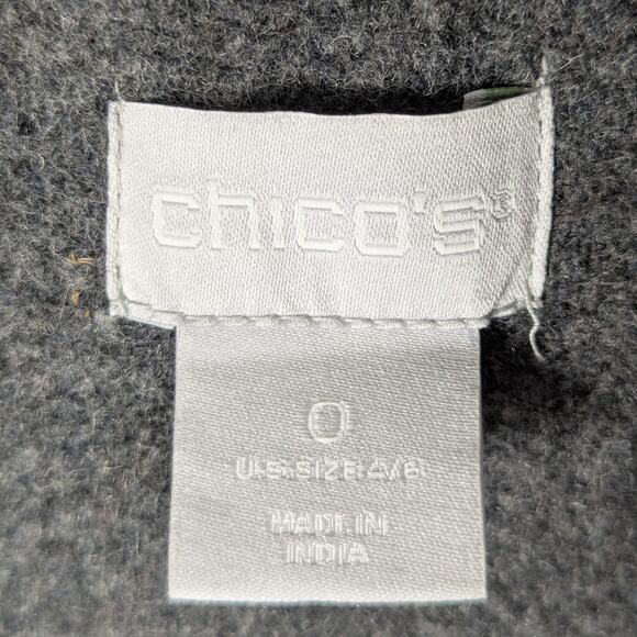 Chico’s 0 Wool Blend Embellished Floral Jacket Gray Metallic Embroidered Women - Picture 3 of 6